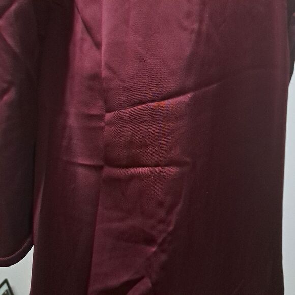 Calvin Klien Satin Puff Sleeve High Low Ruffled Hem Holiday Burgundy S 12 NWT - Picture 8 of 17